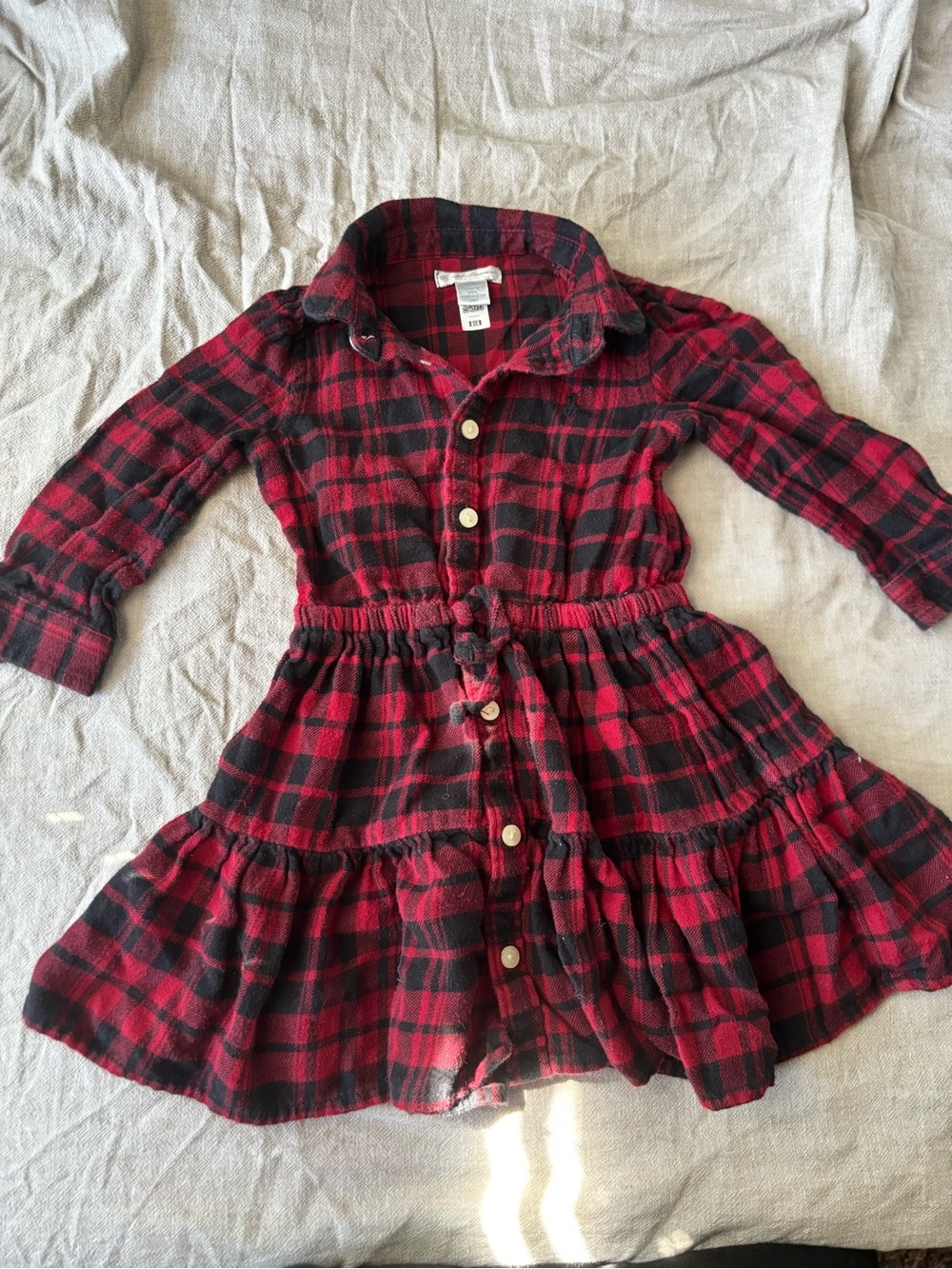 Ralph Lauren Red and Black Plaid Button-Front Dress